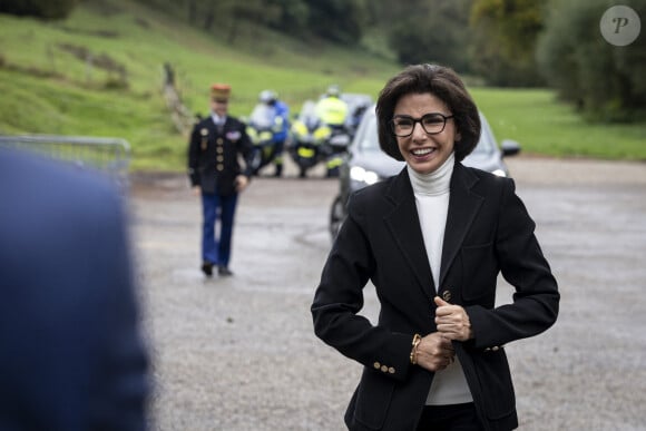 La ministre de la Culture Rachida Dati visite le site du moulin d'Eschviller lors de son déplacement en Moselle et dans le Bas-Rhin, France, le 7 octobre 2024. © Elyxandro Cegarra/Panoramic/Bestimage 