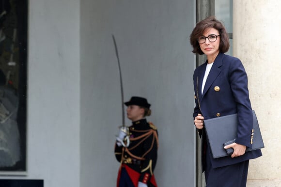 La ministre française de la Culture et du Patrimoine, Rachida Dati, arrive au premier conseil des ministres du gouvernement Barnier, au palais de l'Elysée, à Paris, le 23 septembre 2024. © Stéphane Lemouton / Bestimage 