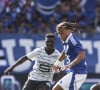 "ce gosse, je l'ai vu tout petit comme ça et il y a toujours cru enfin c'était voilà et là il a marqué son premier but en Ligue 1 quoi"
Sekou Mara - Match de football en ligue 1 McDonald's : Strasbourg l'emporte 3 - 1 face à Rennes au Stade de la Meinau Strasbourg le 25 août 2024. © Elyxandro Cegarra / Panoramic / Bestimage