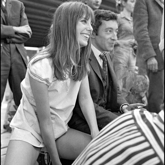 Archives - Serge Gainsbourg et Jane Birkin sur le tournage du film "Slogan" réalisé par Pierre Grimblat en 1968.