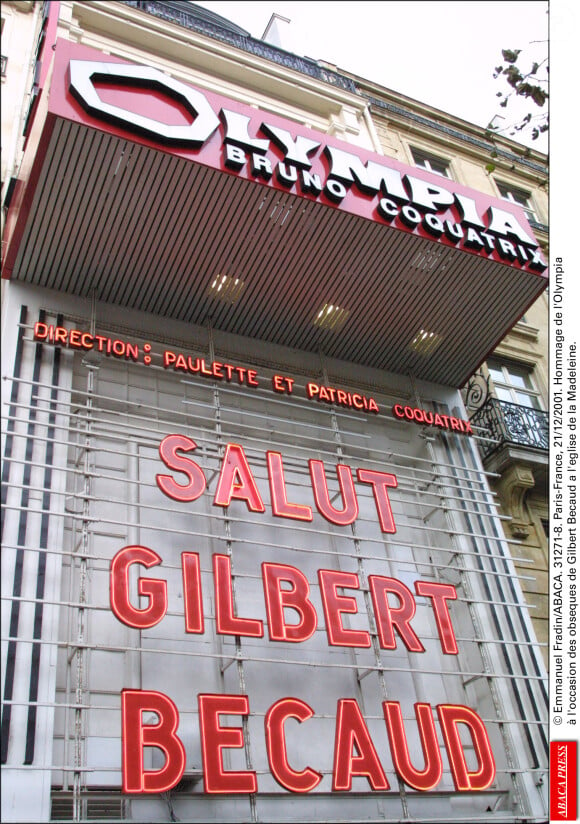 © Emmanuel Fradin/ABACA. 31271-8. Paris-France, 21/12/2001. Hommage de l'Olympia ˆ l'occasion des obseques de Gilbert Becaud a l'eglise de la Madeleine.