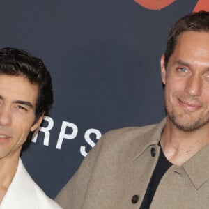 Tahar Rahim, Grand Corps Malade ( GCM, Fabien Marsaud) lors de l'avant-première du film "Monsieur Aznavour" au cinéma Le Grand Rex à Paris le 22 octobre 2024. © Coadic Guirec / Bestimage