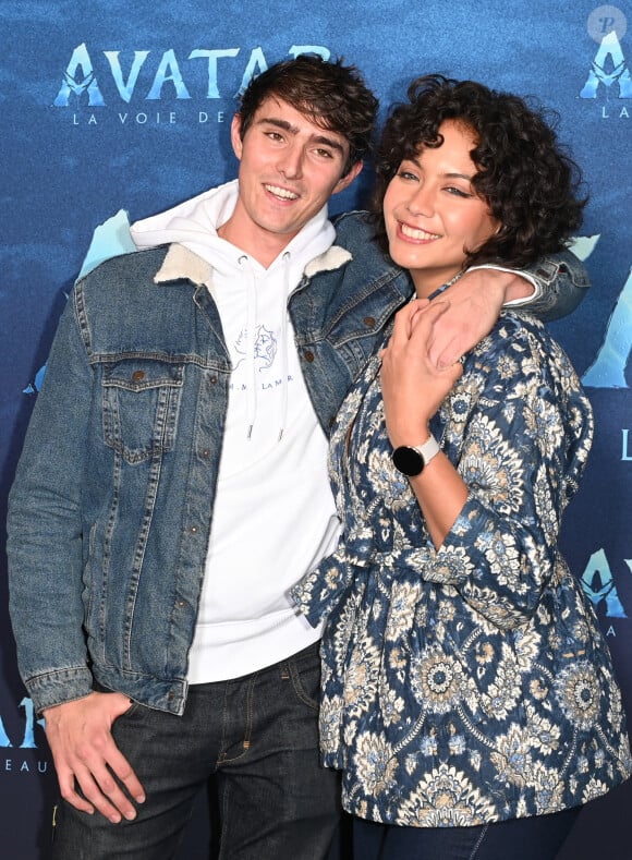 Vaimalama Chaves (Miss France 2019) et son compagnon Nicolas Fleury à la première du film "Avatar: La Voie de l'Eau" au cinéma Le Grand Rex à Paris, le 13 décembre 2022. © Guirec Coadic/Bestimage 