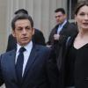 Carla Bruni-Sarkozy et Nicolas Sarkozy à leur arrivée à l'Université de Columbia. New York, le 29/03/10