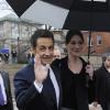 Carla Bruni-Sarkozy et Nicolas Sarkozy à leur arrivée à l'Université de Columbia. New York, le 29/03/10