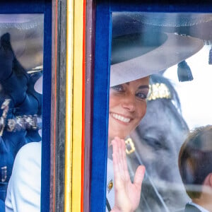 Catherine (Kate) Middleton, princesse de Galles - Les membres de la famille royale britannique lors de la parade Trooping the Color à Londres, Royaume Uni, le 15 juin 2024. © Backgrid USA/Bestimage 