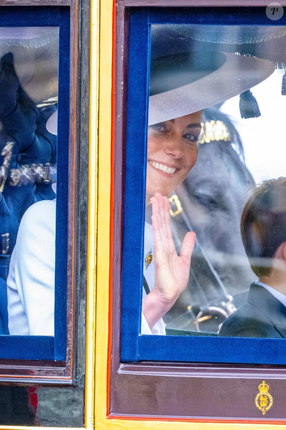 Catherine (Kate) Middleton, princesse de Galles - Les membres de la famille royale britannique lors de la parade Trooping the Color à Londres, Royaume Uni, le 15 juin 2024. © Backgrid USA/Bestimage 