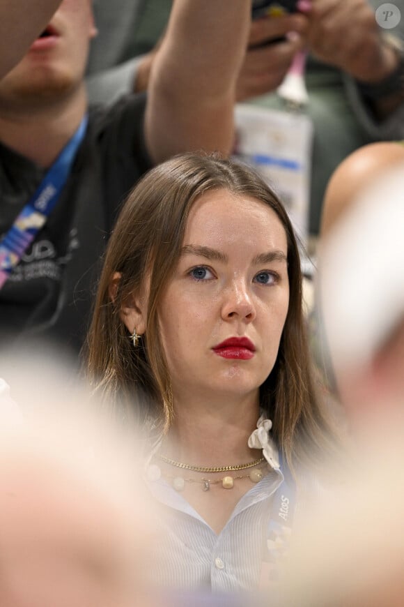 La princesse Alexandra de Hanovre en tribune lors de la demi-finale de volley-ball France / Italie aux jeux olympiques Paris 2024 (JO 2024) le 7 août 2024. Les bleus remportent le match et retrouveront la Pologne en finale. © Perusseau / Jacovides / Bestimage