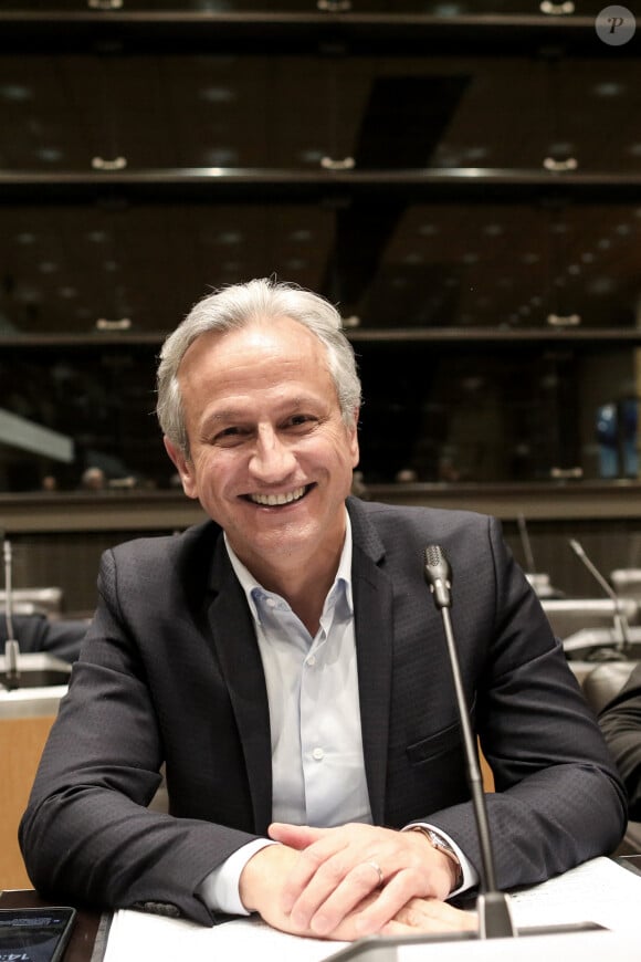 Lionel Stan - Le producteur de télévision français L.Stan et l'animateur de télévision français C.Hanouna lors d'une séance devant la commission d'enquête parlementaire sur l'attribution des fréquences TV, à l'Assemblée nationale à Paris le le 14 mars 2024. © Stéphane Lemouton / Bestimage