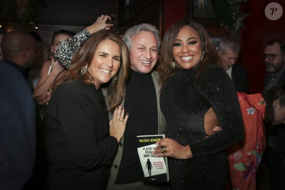 Exclusif - Valérie Benaim, Lionel Stan, Ludivine Retory - Personnalités à la soirée de lancement du livre de V.Benaïm "Il n'est pas celui que vous croyez", paru aux Editions Fayard, au Buddha-Bar à Paris. Le 7 février 2024 © Jack Tribeca / Bestimage