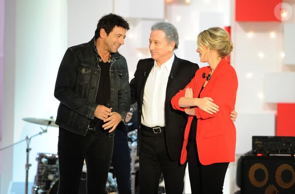 Exclusif - Patrick Bruel, Amanda Sthers, Michel Drucker - Enregistrement de l'émission "Vivement Dimanche", présentée par M.Drucker, et diffusée le 6 janvier sur France 2. Le 17 décembre 2018 © Guillaume Gaffiot / Bestimage 