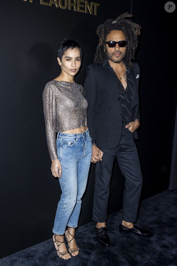 Zoë Kravitz et son père Lenny Kravitz assistent au défilé de mode Saint Laurent, collection prêt-à-porter automne-hiver 2020/2021 à Paris le 25 février 2020. © Olivier Borde / Bestimage