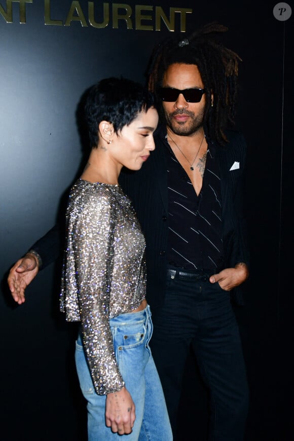 Zoë Kravitz et son père Lenny Kravitz assistent au défilé de mode Saint Laurent, collection prêt-à-porter automne-hiver 2020/2021 à Paris le 25 février 2020.