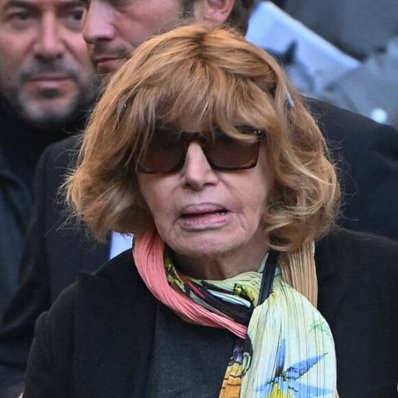 Nadine Trintignant, lors de la cérémonie d'enterrement de l'acteur français Michel Blanc à l'église Saint Eustache à Paris, France, le 10 octobre 2024. Photo par Franck Castel/ABACAPRESS.COM