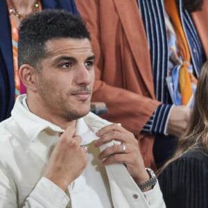 Marion Bartoli et son mari Yahya Boumediene - Célébrités dans les tribunes des Internationaux de France de tennis de Roland Garros 2024 à Paris le 27 mai 2024. © Moreau-Jacovides/Bestimage