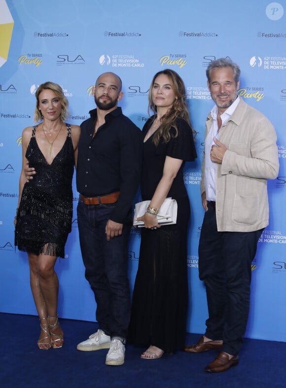 Emma Colberti, Moise SantaMaria, Melanie Maudran et Fabrice Deville sur le tapis bleu du photocall de la soirée du 62ème Festival de Télévision de Monte-Carlo, à Monaco, le 17 juin 2023. © Denis Guignebourg/BestImage 