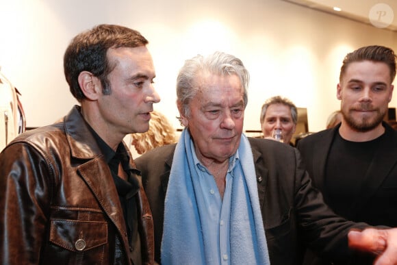 Exclusif - Anthony Delon et son père Alain Delon - Lancement de la marque de vêtements de cuir "Anthony Delon 1985" chez Montaigne Market à Paris. Le 7 mars 2017 © Philippe Doignon / Bestimage