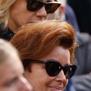 Dominique Tapie (femme du défunt) - Sorties de la messe funéraire en hommage à Bernard Tapie en l'église Saint-Germain-des-Prés à Paris. Le 6 octobre 2021 © Jacovides-Moreau / Bestimage