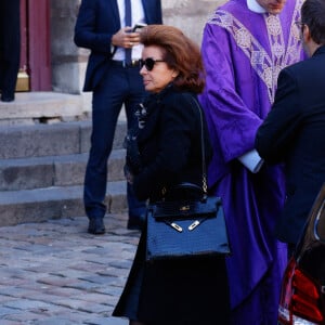 Dominique Tapie (sa veuve) - Arrivées à la messe funéraire en hommage à Bernard Tapie en l'église Saint-Germain-des-Prés à Paris. Le 6 octobre 2021 © Jacovides-Moreau / Bestimage 