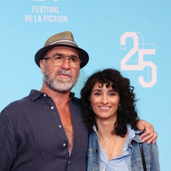 Eric Cantona et Rachida Brakni - Photocall de la série "Brigade anonyme" lors de la 25ème édition du Festival de la fiction de la Rochelle le 13 septembre 2023. © Denis Guignebourg / Bestimage