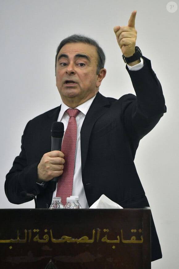 L'ancien patron du groupe automobile Renault-Nissan
Conférence de presse de Carlos Ghosn à Beyrouth après son évasion du Japon le 8 janvier 2020. © Dar Al Mussawir / Panoramic / Bestimage