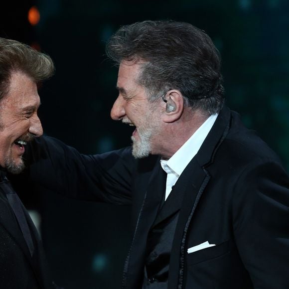 Exclusif - Eddy Mitchell et Johnny Hallyday - Enregistrement de l'émission Spécial Johnny Hallyday, "Johnny, la soirée événement", qui sera diffusée sur TF1 en prime-time le 20 décembre. 