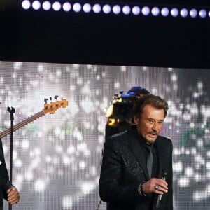 Exclusif - Eddy Mitchell, Johnny Hallyday, Thomas Dutronc et Yarol Poupaud - Backstage de l'enregistrement de l'émission Spécial Johnny Hallyday, "Johnny, la soirée événement", qui sera diffusée sur TF1 en prime-time le 20 décembre. 