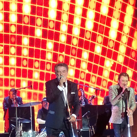 DR - BI - Eddy Mitchell, Johnny Hallyday et Jacques Dutronc - Premier concert "Les Vieilles Canailles" au POPB de Paris-Bercy à Paris, du 5 au 10 novembre 2014. 