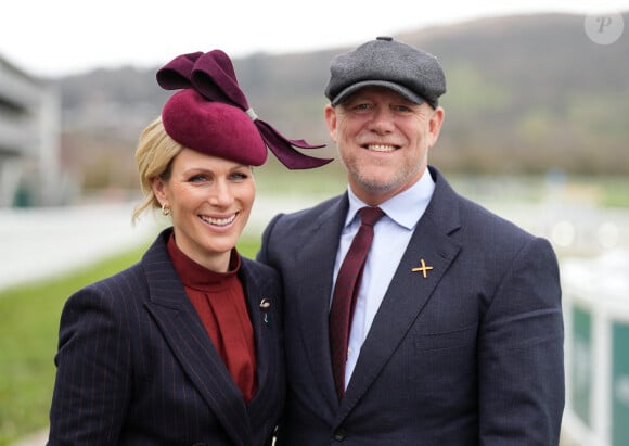 Zara Tindall (Phillips) et son mari Mike - La famille royale assiste aux courses hippiques de Cheltenlham le 13 mars 2024.