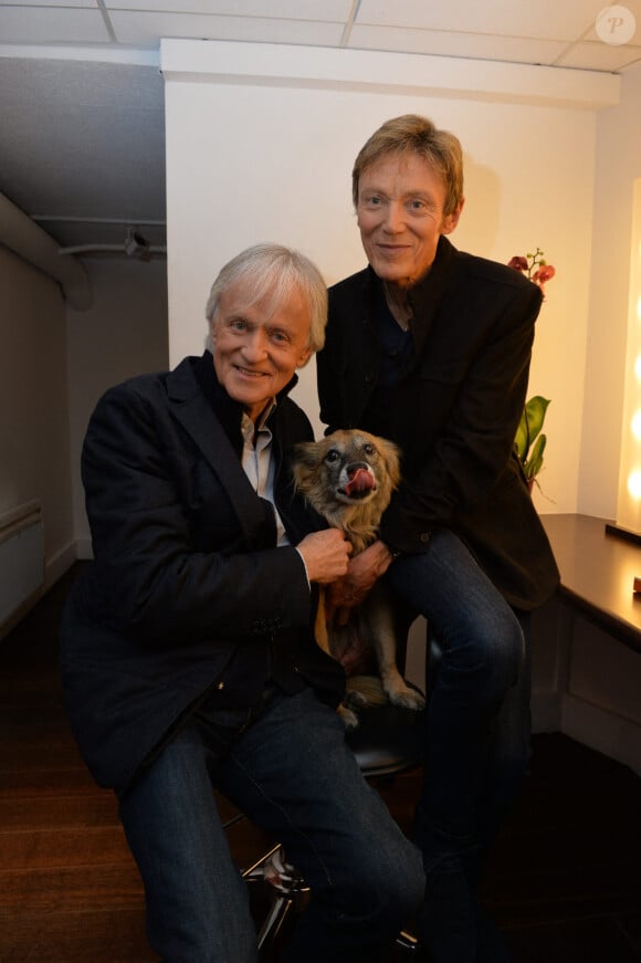 Le chanteur Dave et Patrick Loiseau lors de l'enregistrement de Vivement Dimanche à Paris, France, le 23 février 2016. Photo par Max Colin/ABACAPRESS.COM