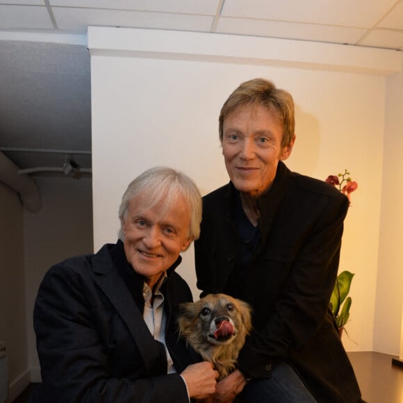 Le chanteur Dave et Patrick Loiseau lors de l'enregistrement de Vivement Dimanche à Paris, France, le 23 février 2016. Photo par Max Colin/ABACAPRESS.COM