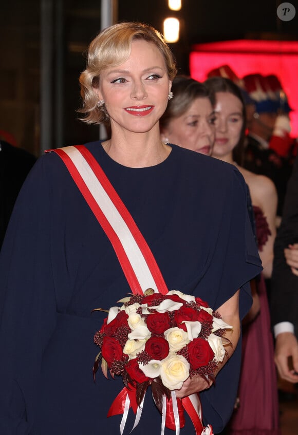 La princesse Charlene de Monaco durant la traditionnelle soirée de la Fête Nationale Monégasque au Grimaldi Forum à Monaco, le 19 novembre 2024. La Famille Princière et leurs convives ont assisté à un opéra en 4 actes "La Bohême". © JC VINAJ / Pool Monaco / Bestimage