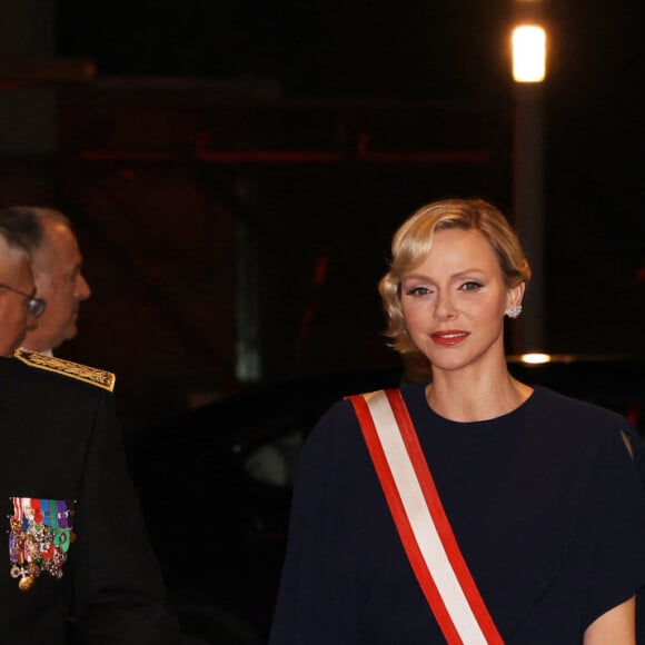 Le prince Albert II de Monaco et la princesse Charlene durant la traditionnelle soirée de la Fête Nationale Monégasque au Grimaldi Forum à Monaco, le 19 novembre 2024. La Famille Princière et leurs convives ont assisté à un opéra en 4 actes "La Bohême". © JC VINAJ / Pool Monaco / Bestimage