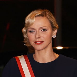 La princesse Charlene de Monaco durant la traditionnelle soirée de la Fête Nationale Monégasque au Grimaldi Forum à Monaco, le 19 novembre 2024. La Famille Princière et leurs convives ont assisté à un opéra en 4 actes "La Bohême". © JC VINAJ / Pool Monaco / Bestimage