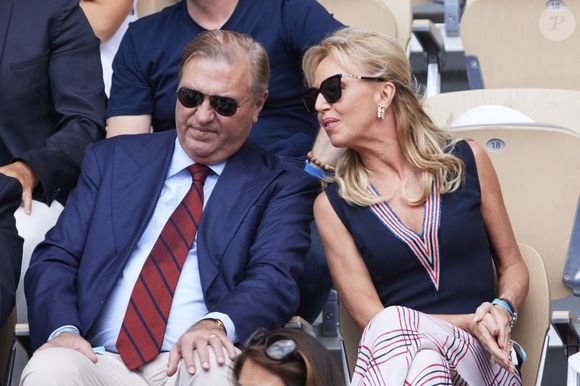 Charles et Camilla de Bourbon des Deux Siciles - Célébrités dans les tribunes de la finale homme des Internationaux de France de tennis de Roland Garros 2024 à Paris le 9 juin 2024. © Jacovides-Moreau/Bestimage