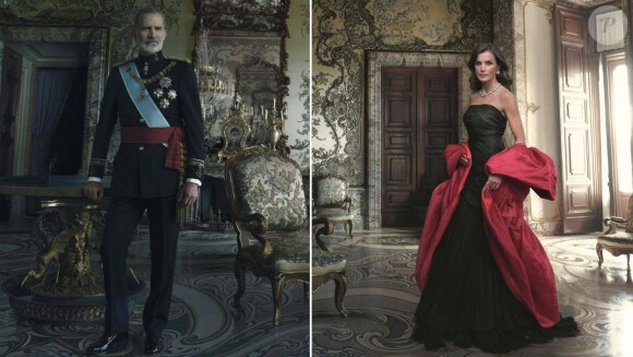 Au même titre que son épouse Letizia qui s'affiche renversante dans une somptueuse robe de bal bustier noire signée Balenciaga.
La Banque d'Espagne (Banco de España) a présenté aux médias les nouvelles images étonnantes du roi Felipe VI et de la reine Letizia d'Espagne, prises par la photographe Annie Leibovitz, à Madrid, Espagne, le 25 novembre 2024. © Cordon Press/Bestimage 