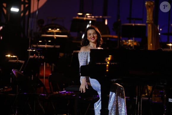 Khatia Buniatishvili - "Concert de Paris" sur le parvis de l'hôtel de ville de Paris retransmis en direct sur France 2 et sur France Inter, Paris le 14 juillet 2024. © Christophe Clovis - Pierre Perusseau / Bestimage