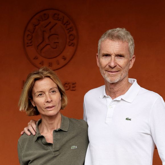 Denis Brogniart et sa femme Hortense - Les célébrités au village lors des Internationaux de France de tennis de Roland Garros 2024 à Paris (20 mai - 9 juin 2024), le 31 mai 2024. © Jacovides / Moreau / Bestimage