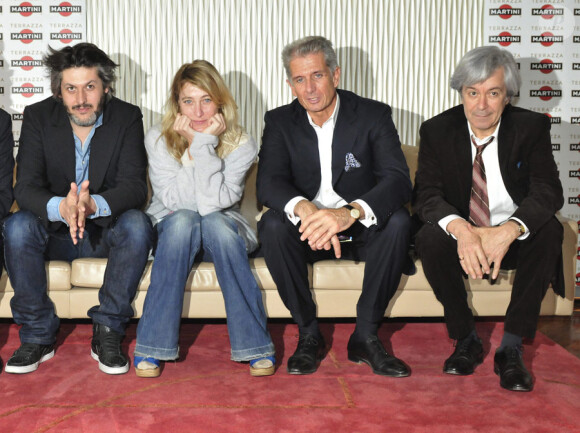 Christophe Honoré, Valeria Bruni-Tedeschi et Massimiliano Finazzer Flory à la Terrazza Martini, à Milan, lors du festival Aspettando Cannes, le 23 avril 2010