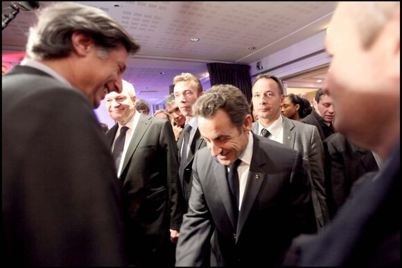 Nicolas Sarkozy et Patrick de Carolis, anniversaire du CSA à Paris, le 3 février 2009 !