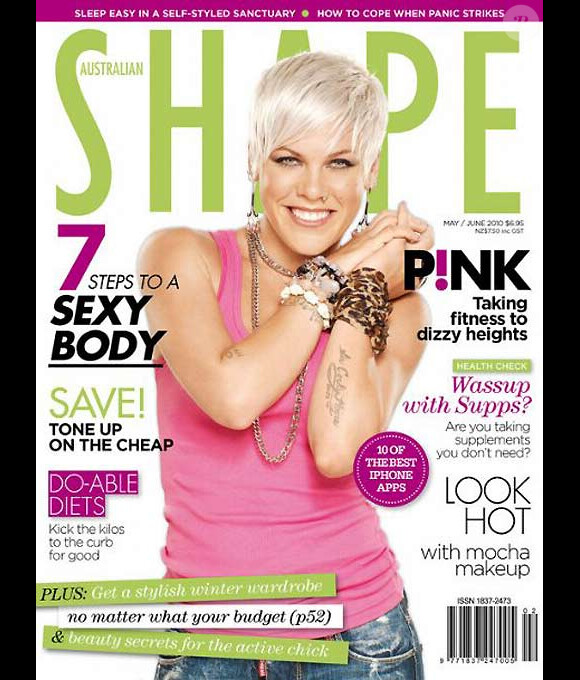 Pink en couverture de Shape Magazine pour l'édition australienne  du mois de juin 2010.