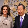 La reine Rania de Jordanie avec le secrétaire général des Nations-Unies, Ban Ki-Moon