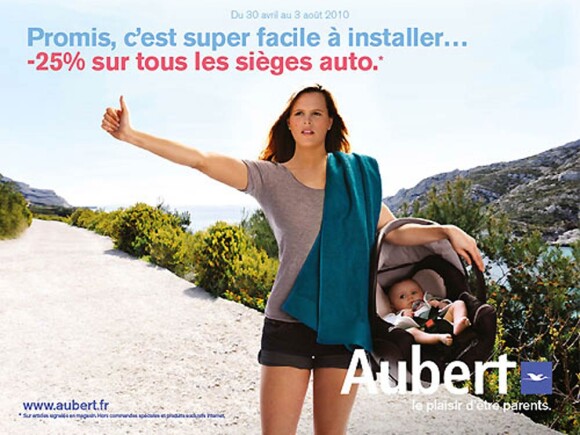 Mai 2010 : Laure Manaudou, maman depuis le 2 avril, apparaît dans la nouvelle campagne du n°1 de la puériculture, Aubert.