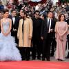 Kate Beckinsale, Benicio Del Toro, Shekhar Kapur, Victor Erice, Emmanuel Carrère, Giovanna Mezzogiorno et Tim Burton lors de la cérémonie d'ouverture du 63e festival de Cannes le 12 mai 2010