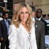 Sarah Jessica Parker : Robe zébrée Blumarine, blazer Stella McCartney et escarpins Nicholas Kirkwood aussi décalés que ravissants, la star de la Grosse Pomme était à tomber.