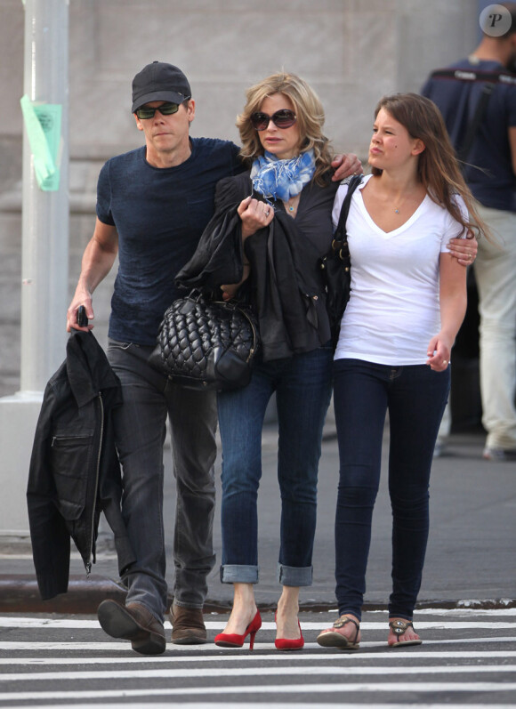 Kevin Bacon, sa femme Kyra Sedgwick et leur fille Sosie à New York le 17 mai 2010