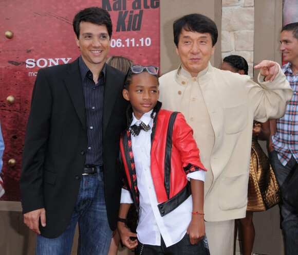 Ralph Macchio, Jaden Smith et Jackie Chan lors de l'avant-première de Karate Kid à Los Angeles le 7 juin 2010