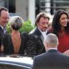 Jean Reno, son épouse Zofia, Laeticia et Johnny arrivent sur Le Paquebot, à la soirée d'anniversaire de Johnny Hallyday. 15/06/2010