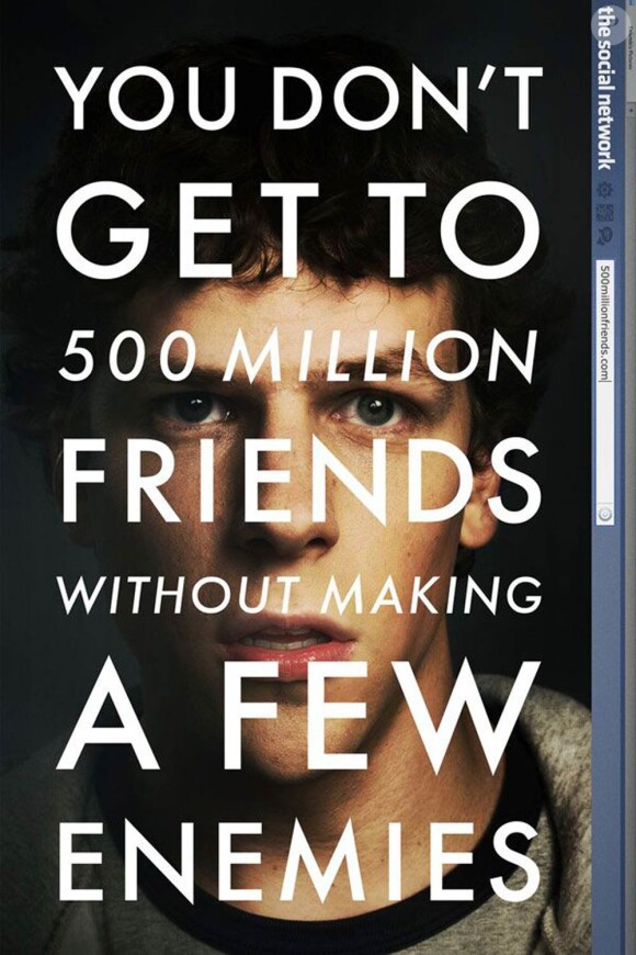 L'affiche de The Social Network, le nouveau film de David Fincher, en salles le 13 octobre 2010.