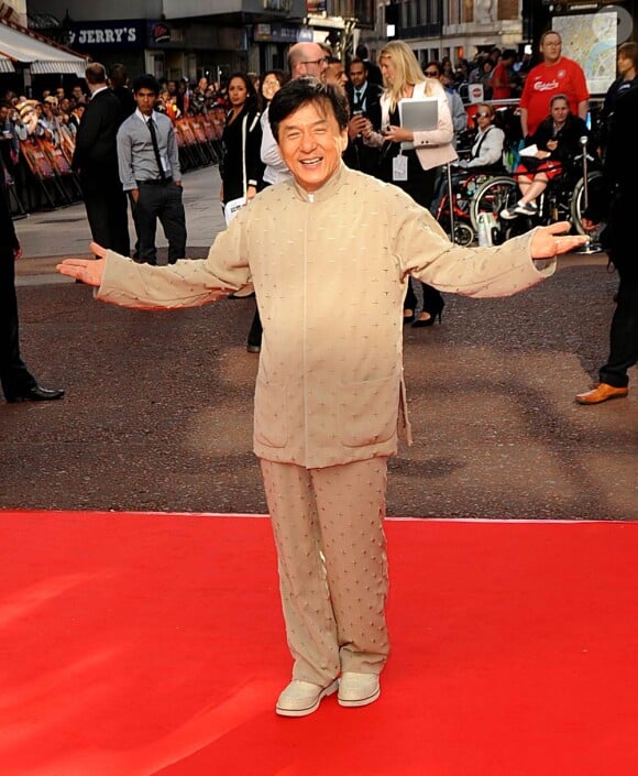 Jackie Chan à l'occasion de l'avant-première britannique de Karate Kid, à Leicester Square, à Londres, le 15 juillet 2010.